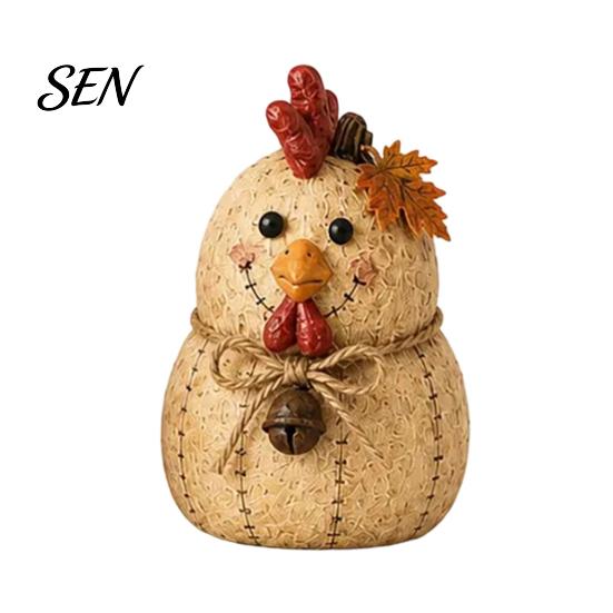 Decorative Animal Statues for Shelves Rustic Farmhouse Felt Ornaments, Cute Cow/Pumpkin/Rooster Figurines, Handmade Animals Vintage Country