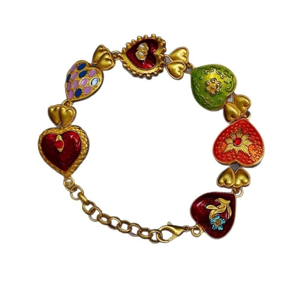 

Oil Droplet Enamel Bracelet Court Style Heart Shape Bracelet Ornament Vintage Bracelet Party золотой