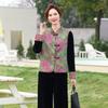 Elegant Gold Velvet Suit for Women: Spring Vest & Top Set for Middle-Aged and Elderly