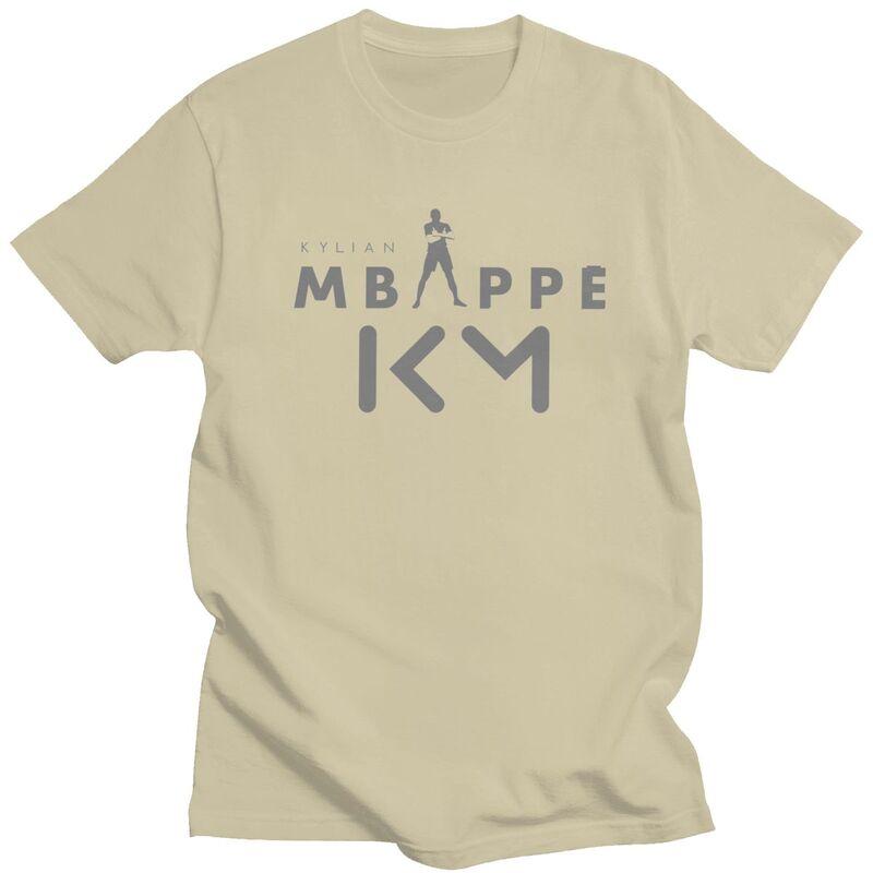 Custom Soccer Gift Mbappes KM Logo T Shirt Men 100 Cotton Tshirt Casual Football Lover Tee Tops Streetwear Tshirts