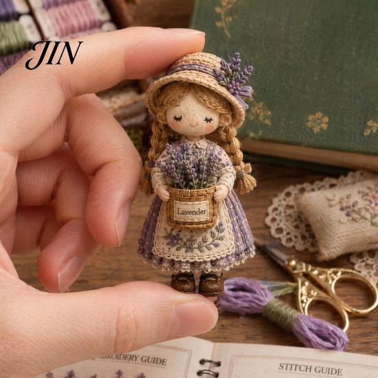 Fabric Craft Kit Patchwork Girl DIY Kit, 3D Doll Sewing Set with Pre-Cut Small World Thread Needles, Cute for Home Decor Handmade Gift