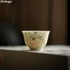 Small Porcelain Hand-painted Bamboo Underglaze Colored Tea Cups Yellow Literati Drinking Tea Cups for Tea Ceremony