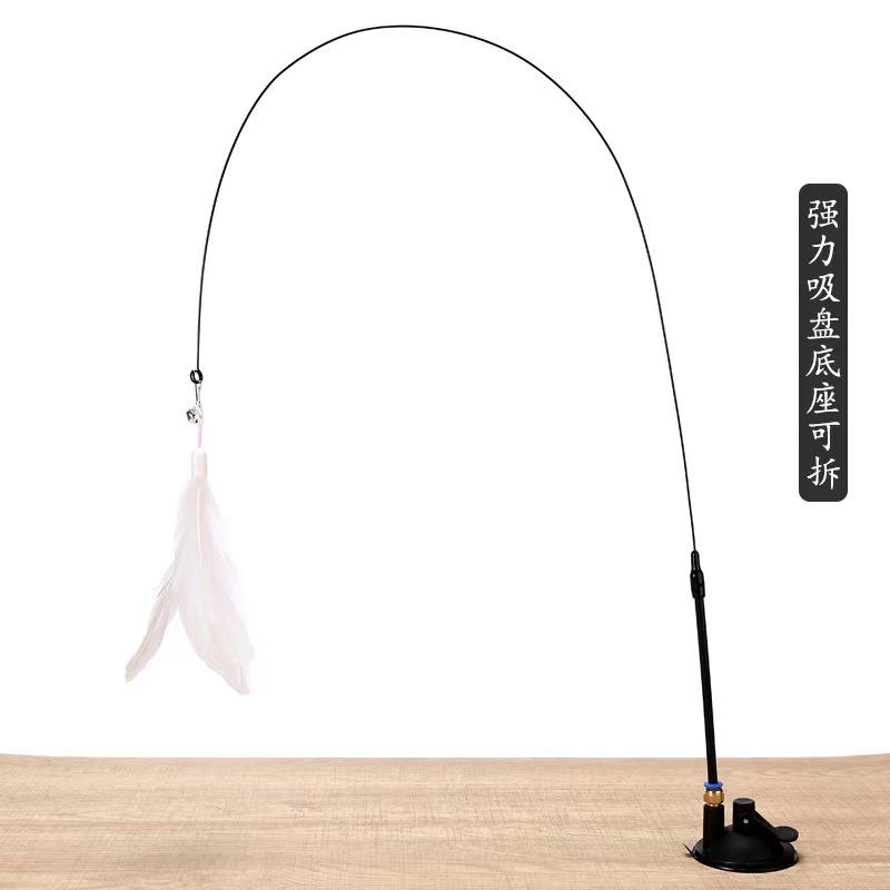 Interactive Cat Toy Handfree Cat Stick Playing Kitten Playing Teaser Wand Toy Suction Cup Bird/Feather Cat Wand Pet Supplies