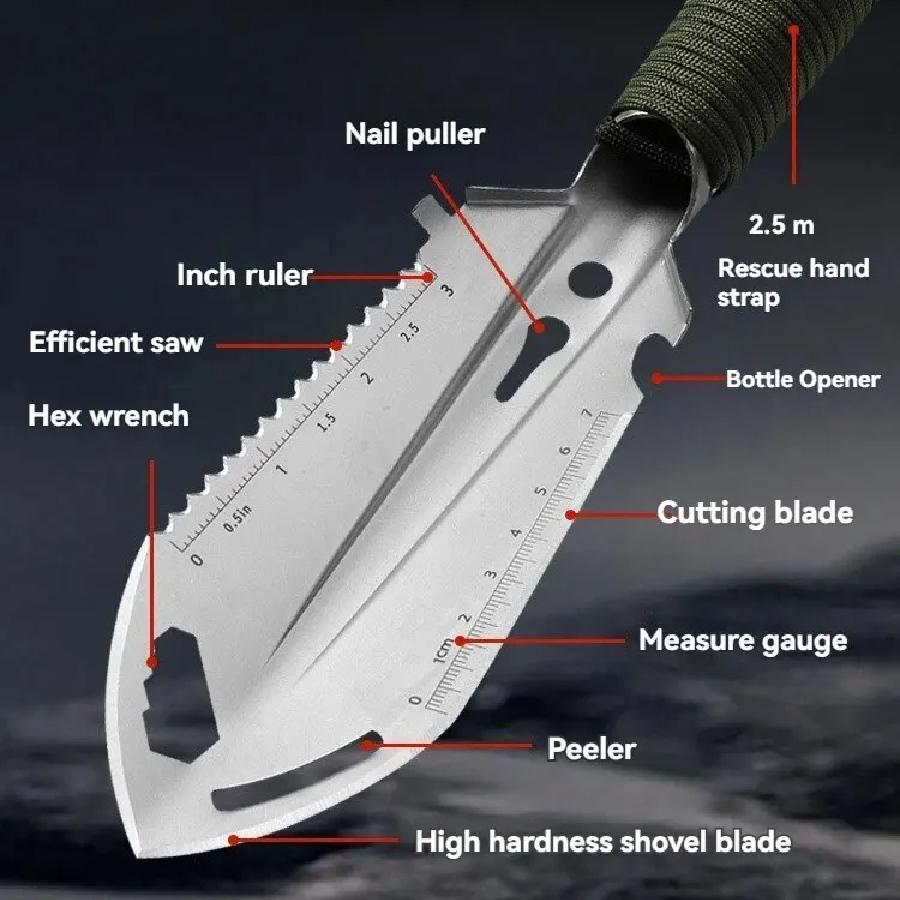 Camping Portable Engineer Shovel, Field Survival Tools, Outdoor Stainless Steel Multi-functional Small Tactical Hand Shovel