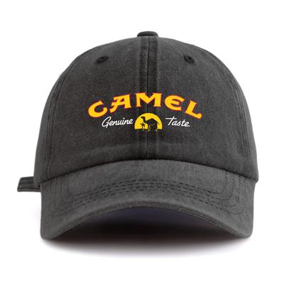 1pc CAMEL Print Washed Baseball Cap for AdultsMinimalist Retro Style Casual Soft Adjustable Dad HatPerfect As Gift