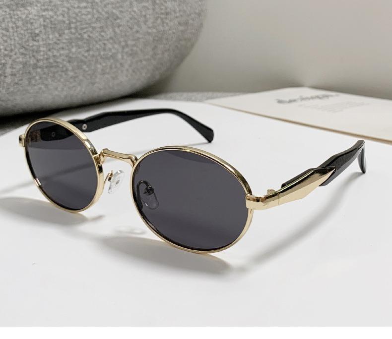 Elliptical Metal Personalized Sunglasses for Women European and American Fashion Retro Street Pography Sunglasses