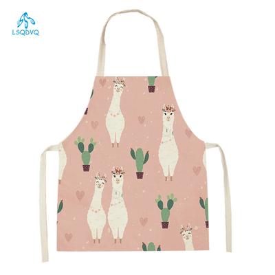 Animal Alpaca Printed Sleeveless Kitchen Aprons Adult Kids Cleaning Kitchen Apron Home Cooking Baking Accessories Waist Bib