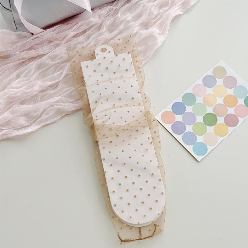 See Through Transparent Women Socks Colorful Star Summer Ultra-thin Nylon Loose Long Socks Women Sweet Girls Mesh Lace Socks Sox