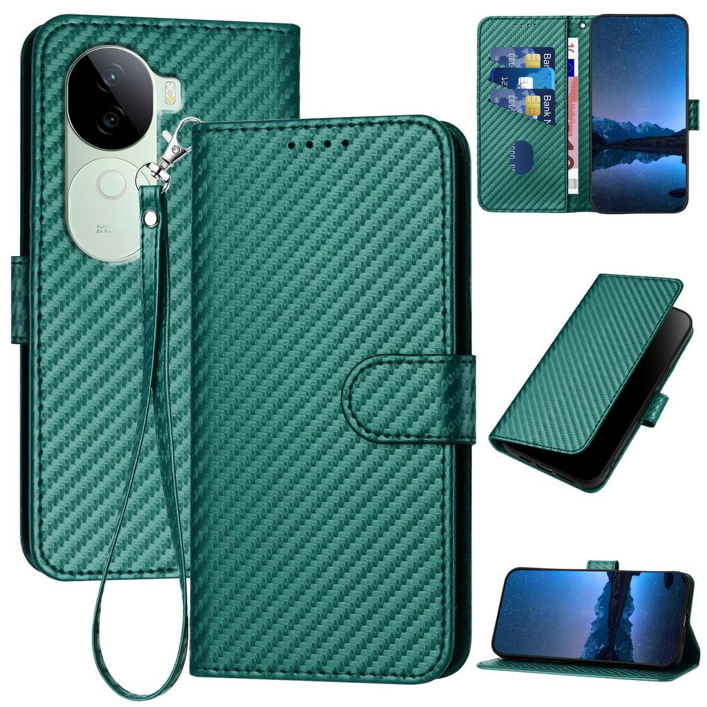 YX0070 For Vivo V40e 5G/iQOO Z9s 5G Wallet Case Carbon Fiber Texture Leather Cell Accessories Phone Cover