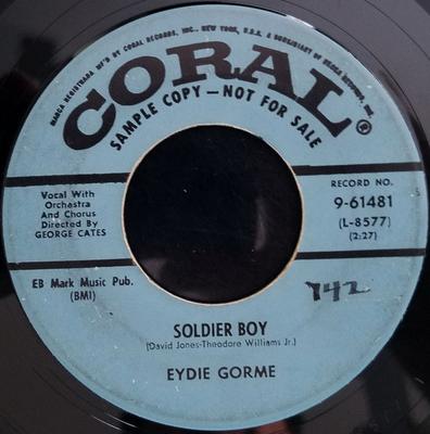 7inch Record EYDIE GORME - Soldier Boy / What Is The Secret Of 961481PROMO Coral 1955 Canada Pop Used