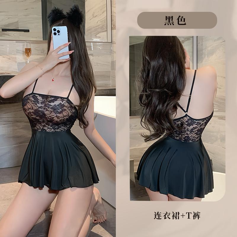 Sexy lingerie sexy suspender lace transparent temptation nightclub hot uniform free 9