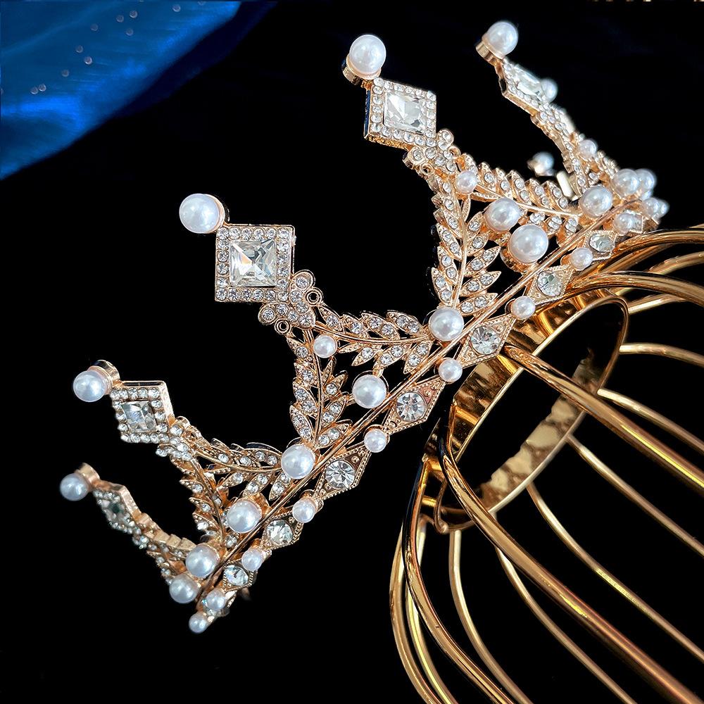 Bridal Crown Tiara Korean Princess Birthday Crystal Crown Adult Gift Female Anchor Hair Accessory