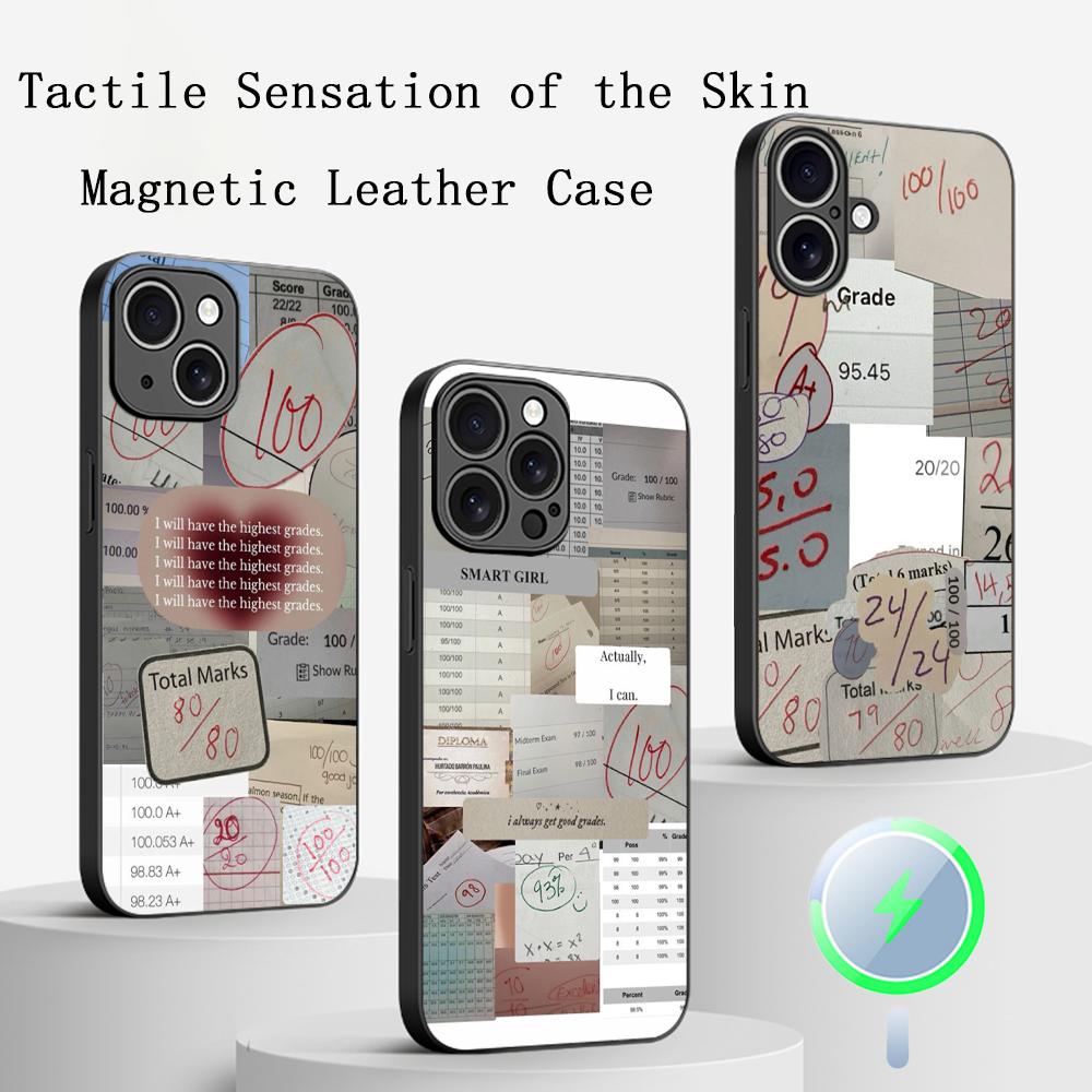 Good grades fashion ins pattern Phone Case For iPhone 17 16 15 14 13 12 Plus Pro Max High-end Luxury Magsafe Sheepskin