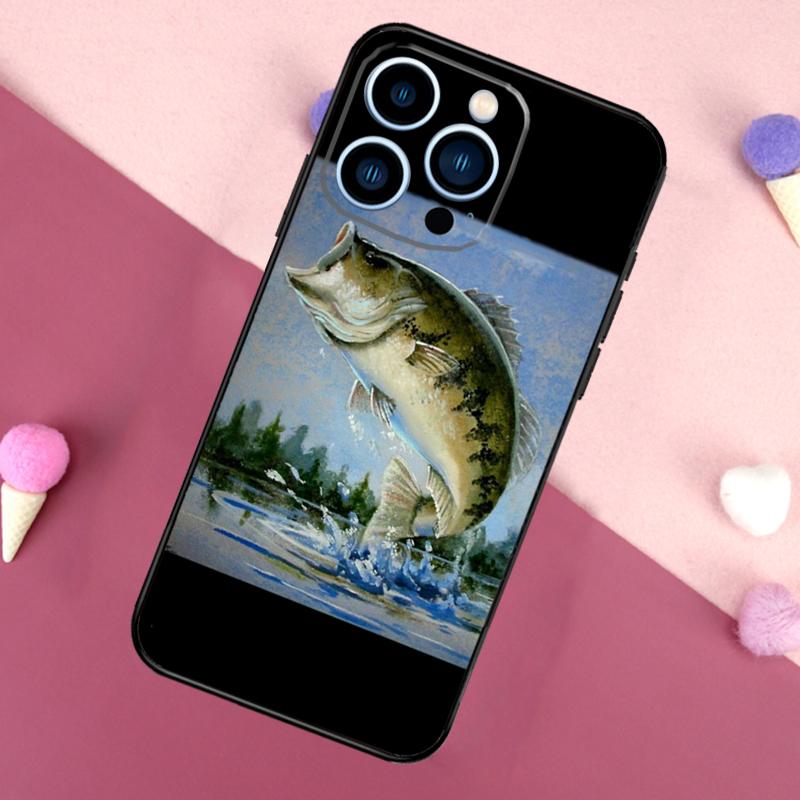 Bass Fishing Phone Case For iPhone 17 Pro Max 17 Air 16E 13 12 Mini 15 14 Plus 11 16 Pro Max Back Cover