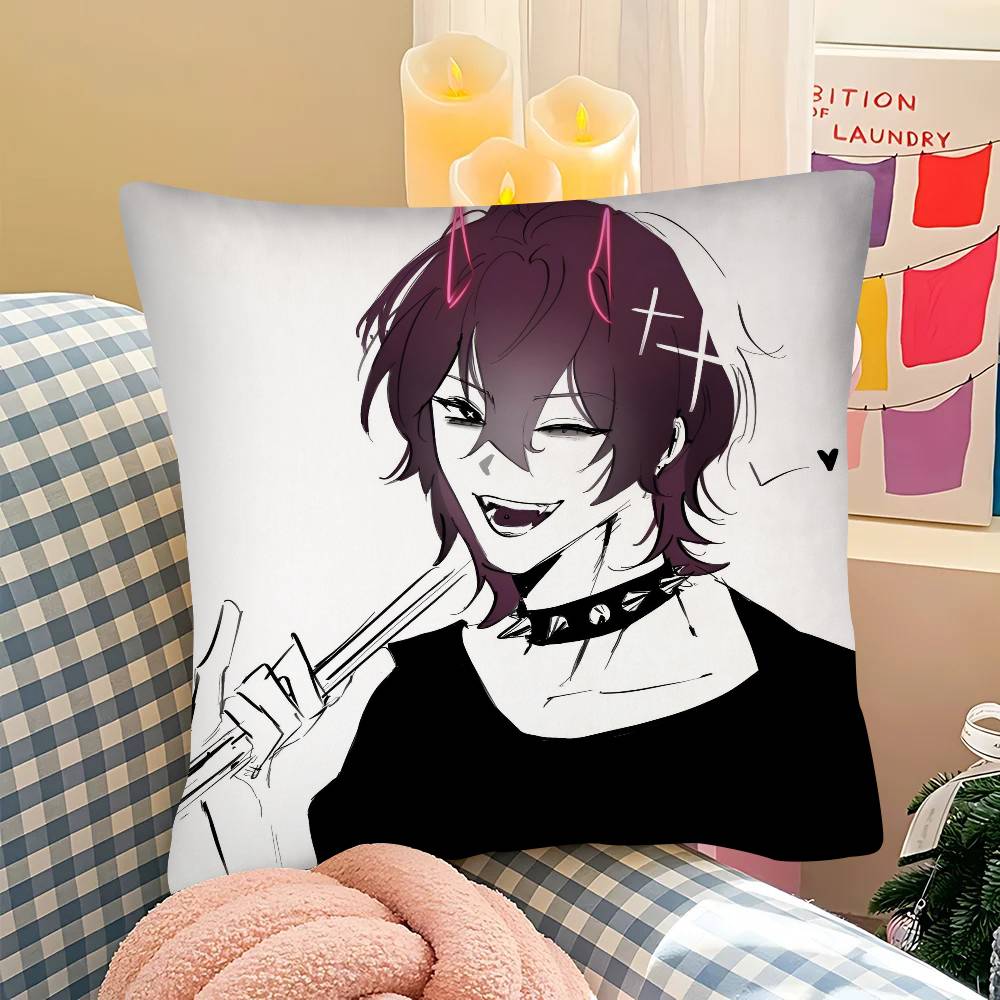 

pc KKiller Chat Ronin Misaki Pillow Case Fashion Square Pillowcase Bedroom Sofa Room Ins Decoration Leisure 40x40 cm