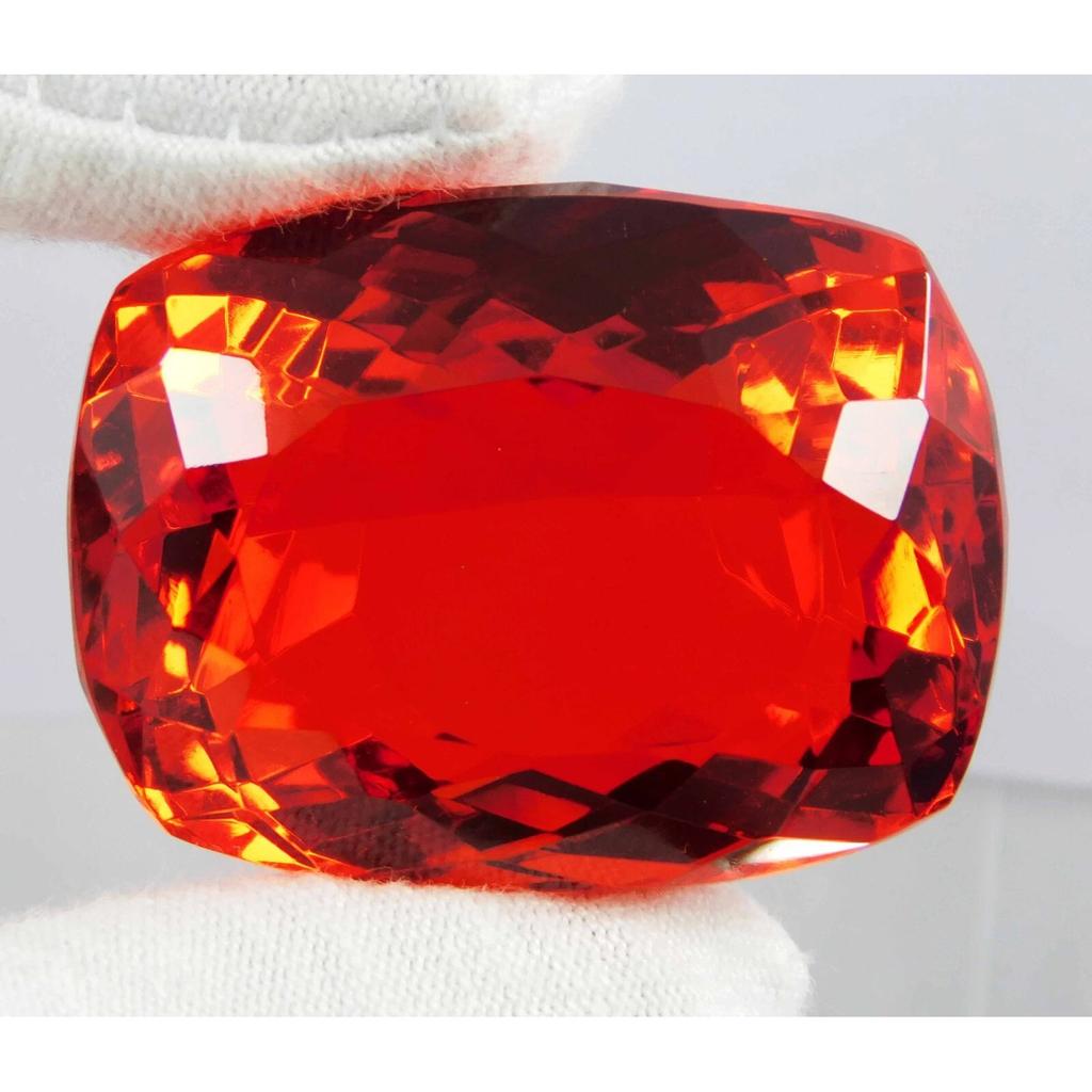 Huge Certified 164.85 Ct Mexican Fire Opal Red Orange Cushion Natural Gemstone