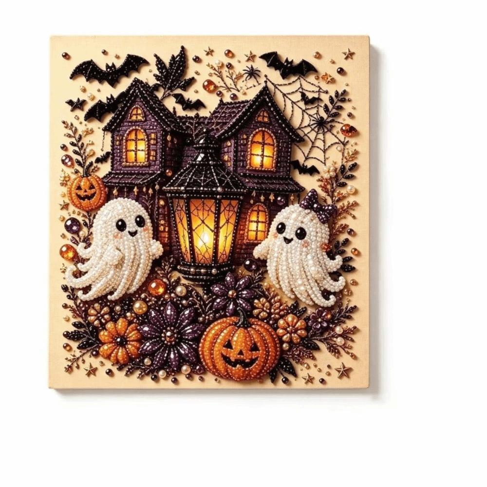 Perły Żywiczne DIY Zestaw do Sztuki z Pereł Płótno z Nadrukiem Halloweenowa Sztuka z Pereł Sezonowa Dekoracja Domu