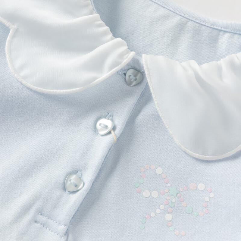 DAVE&BELLA Girls' Casual Sweet Blue Long Sleeve Lapel T-Shirt
