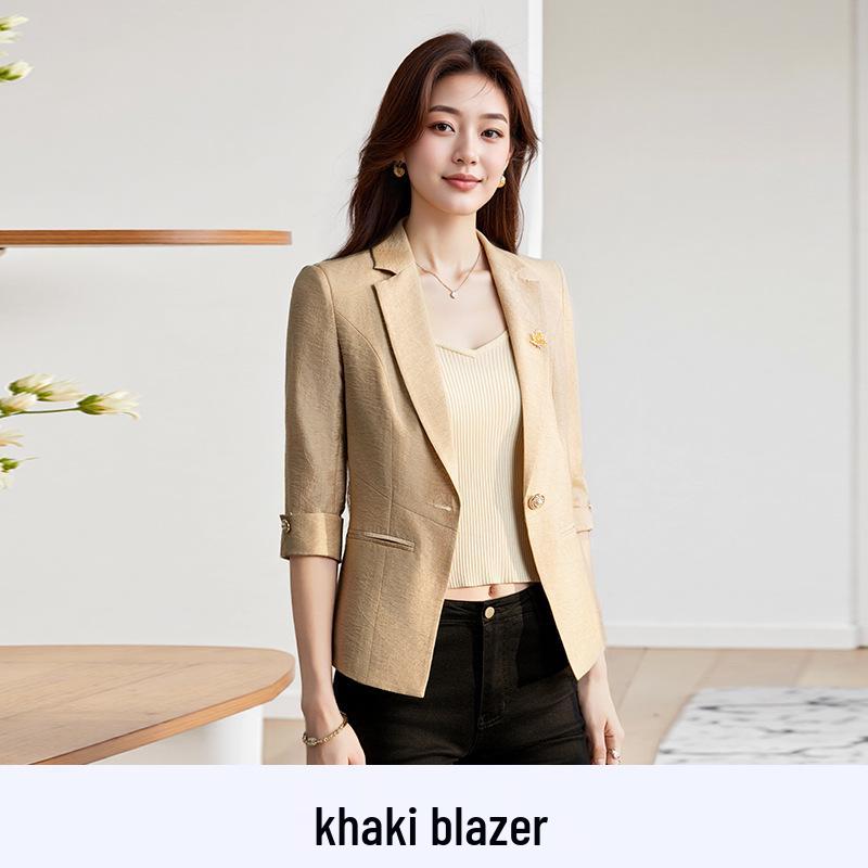 

Весна 2025 Приталенный пиджак петит: Шикарный жакет с рукавом семь восьмых Extra Extra Extra Extra Large