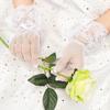 Short Women Lace Mesh Gloves Thin Etiquette Dress Gloves  Holiday Princess Birthday Party Gloves