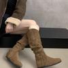 Retro Niche Stack Long Boots: Women's Thick-Soled High-Top French Autumn/Winter Knight Western Boots by Birkenstock