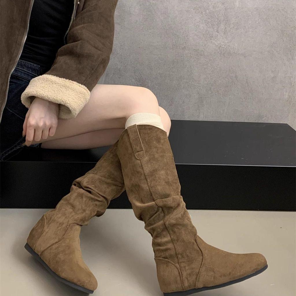 Retro Niche Stack Long Boots: Women's Thick-Soled High-Top French Autumn/Winter Knight Western Boots by Birkenstock