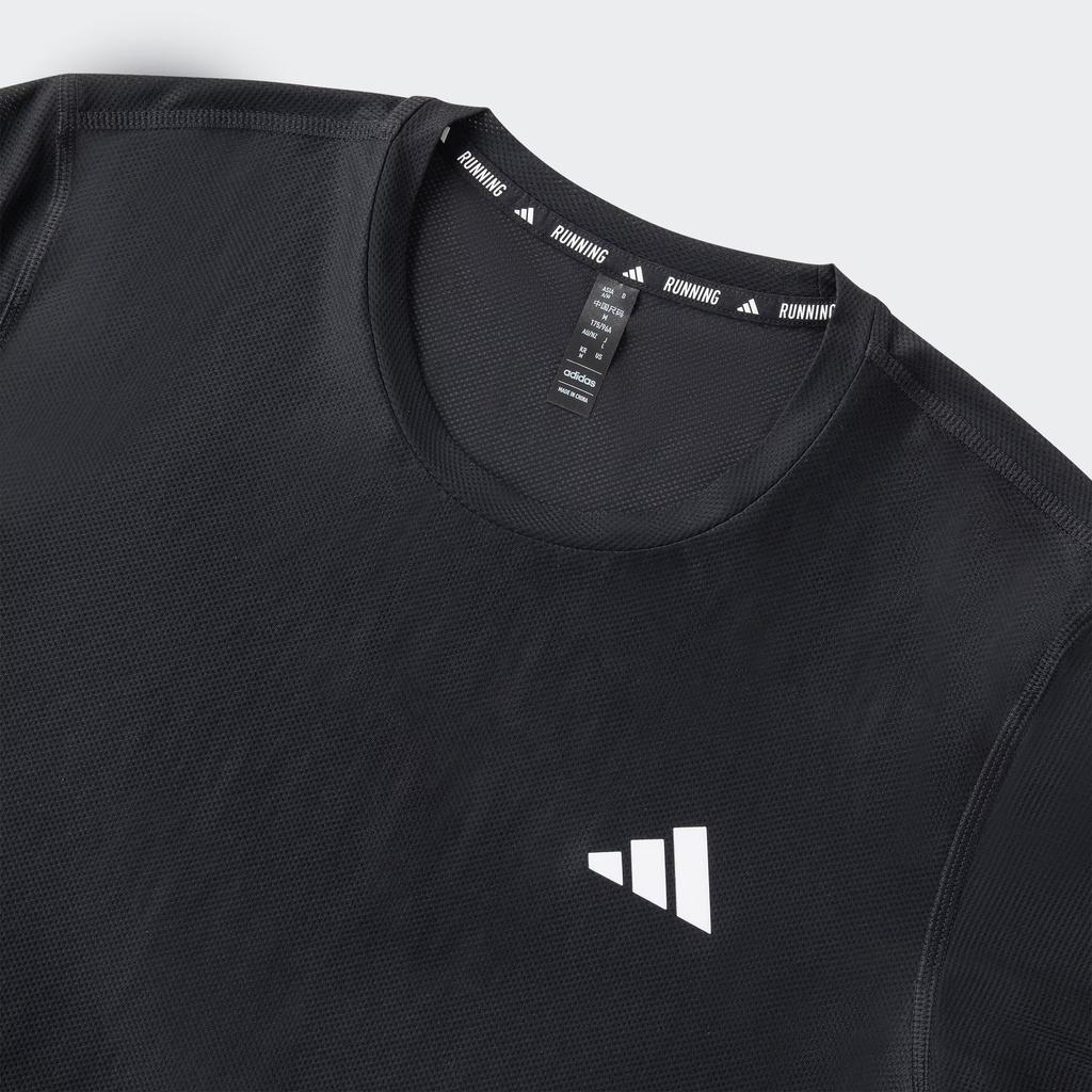 Adidas Own The Run Logo Quick-Dry Running Striped Short Sleeve Breathable T-Shirt Men Tops Black JY8583