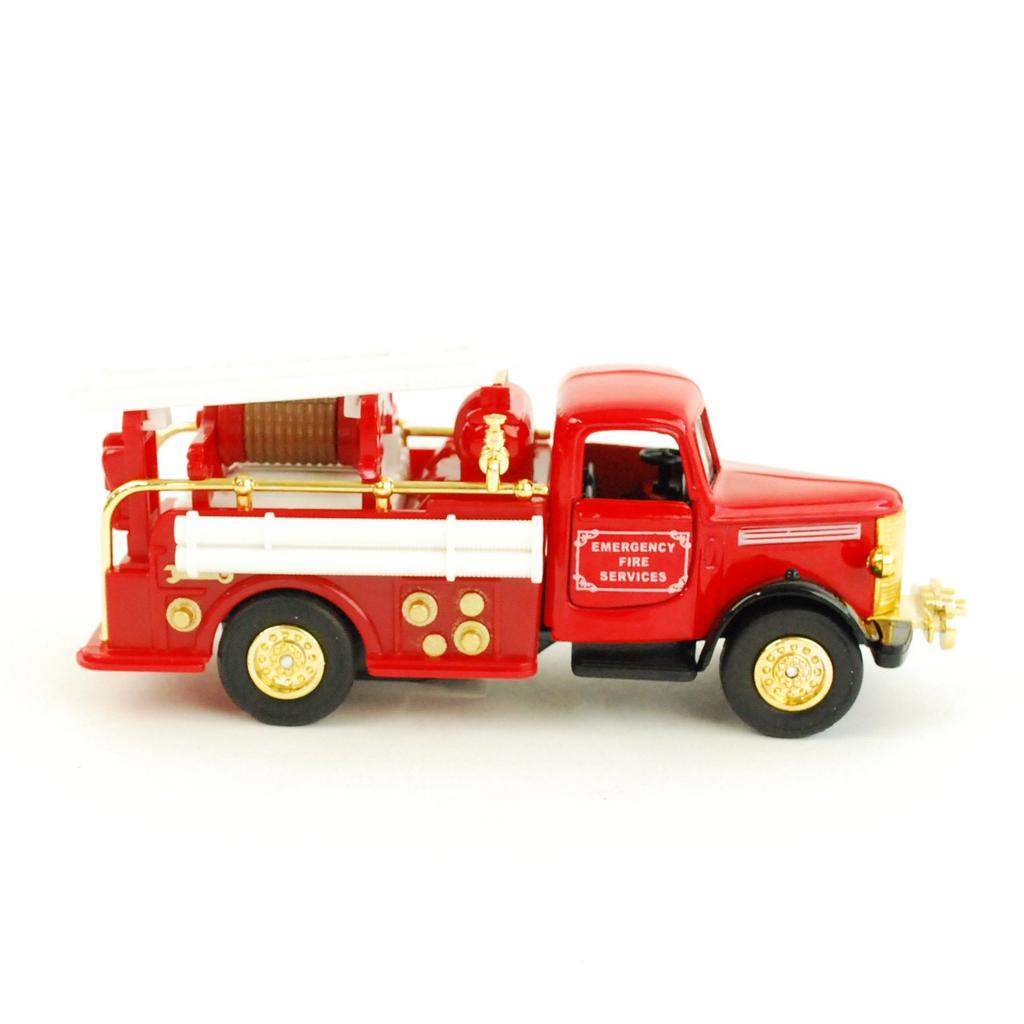Metal Miniature Car Classic Fire Truck Hose Die-cast Pull-Back Die-cast (Gold Truck)