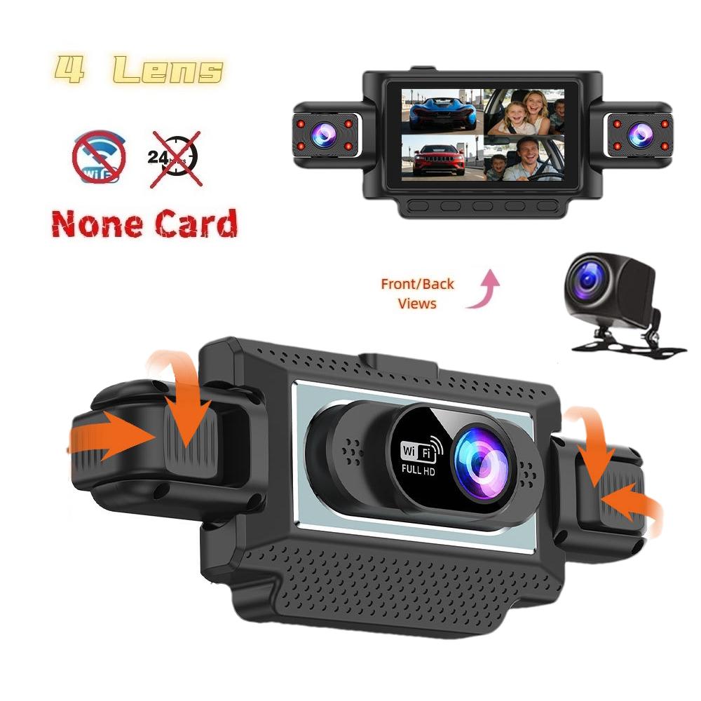 360° autokamera se 4 objektivy pro auta, WiFi aplikace, 1080P, 4-kanálový videozáznamník jízdy, kamera do kabiny a zadní kamera