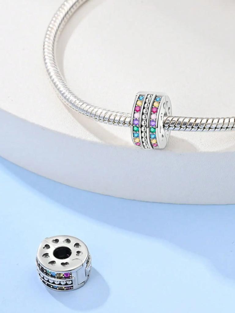 Charms Plata Copper Colors Colored Diamonds Clips And Spacers Bead Pendant For Original Bracelet For Women Diy Jewelry Love Gift