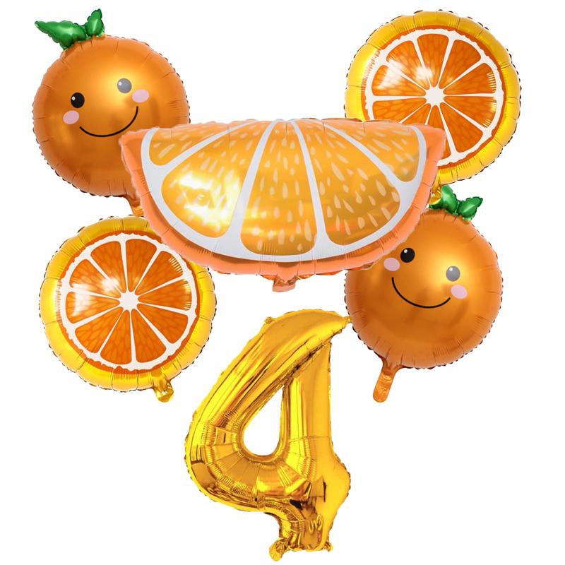 

6pcs Orange Foil Balloon with 32inch Number Balloons Summer Themed Fruit Globals Baby Shower Birthday Thankgiving Party Decor mix