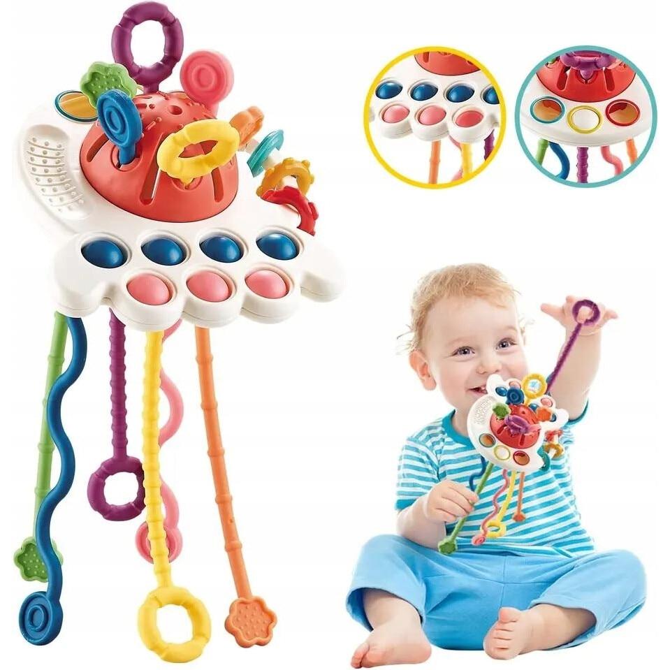 Montessori Sensory Teething Toy for Babies, Multicolor, 12x14x7cm, Teether & Soothing Toy for Kids 18 Months+