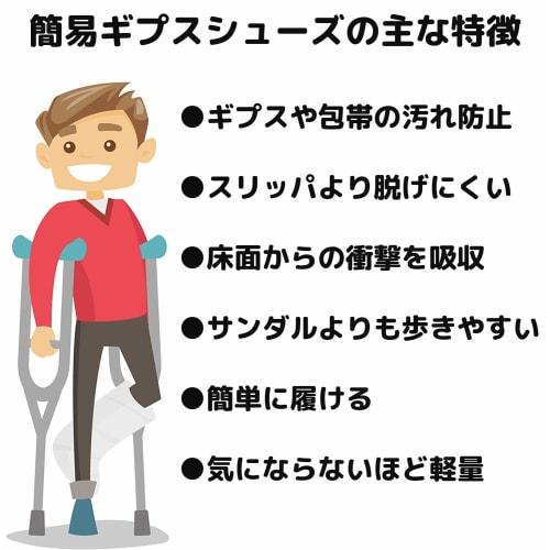 TAKUMED Simple Cast Shoes for Indoor Use, Cast Cover, Fracture, Bandage, Cast Protection, Stain-Resistant Cast Boots, Ambidextrous, Post-Surgery Shoes