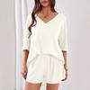 2026 Xun New Women's Two-piece Loose V-neck Half-sleeved Top Shorts Casual Suit