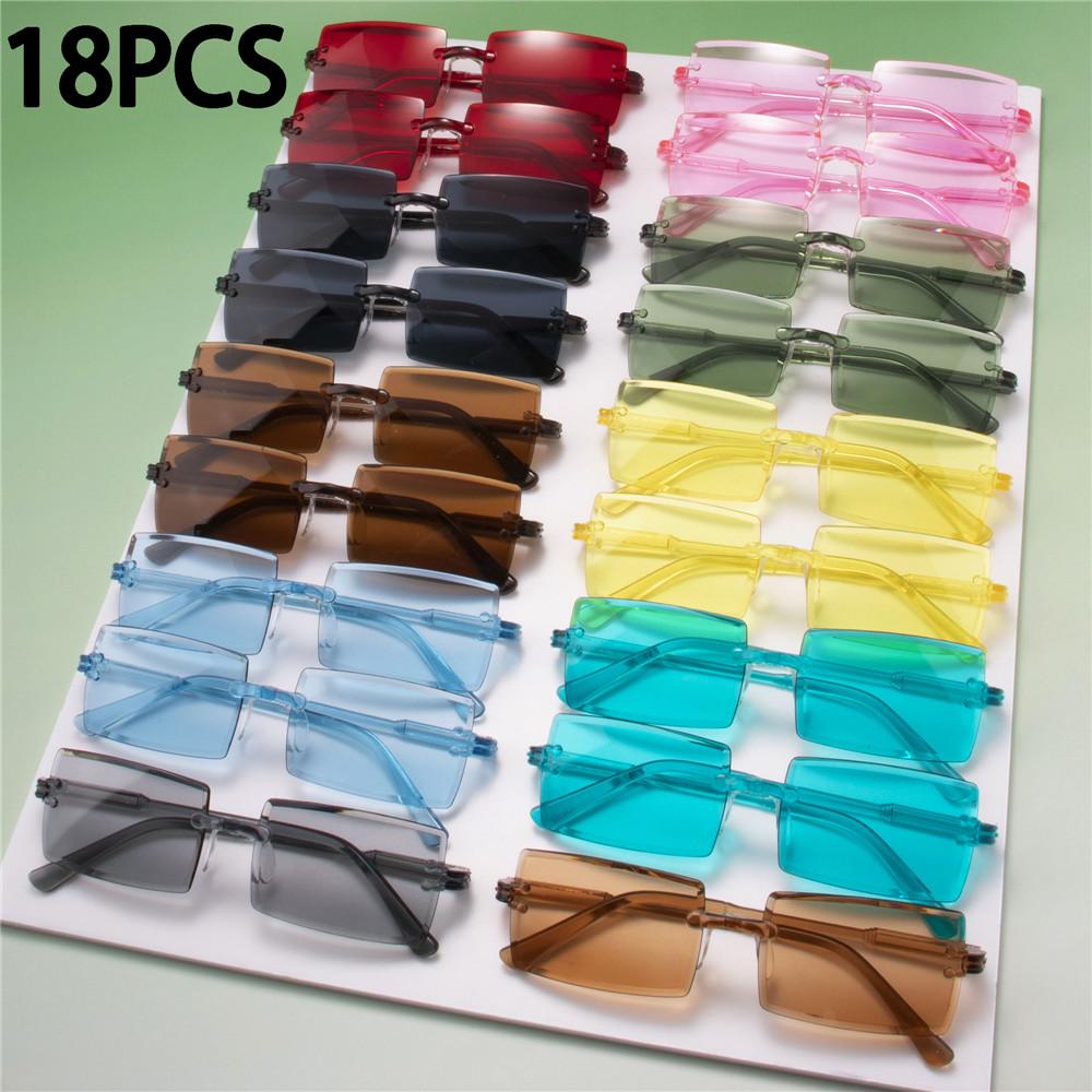 18PCS Retro Sunglasses Women Brand Designer Fashion Rimless Gradient Sun Glasses Shades Cutting Lens Ladies Frameless Eyeglasses