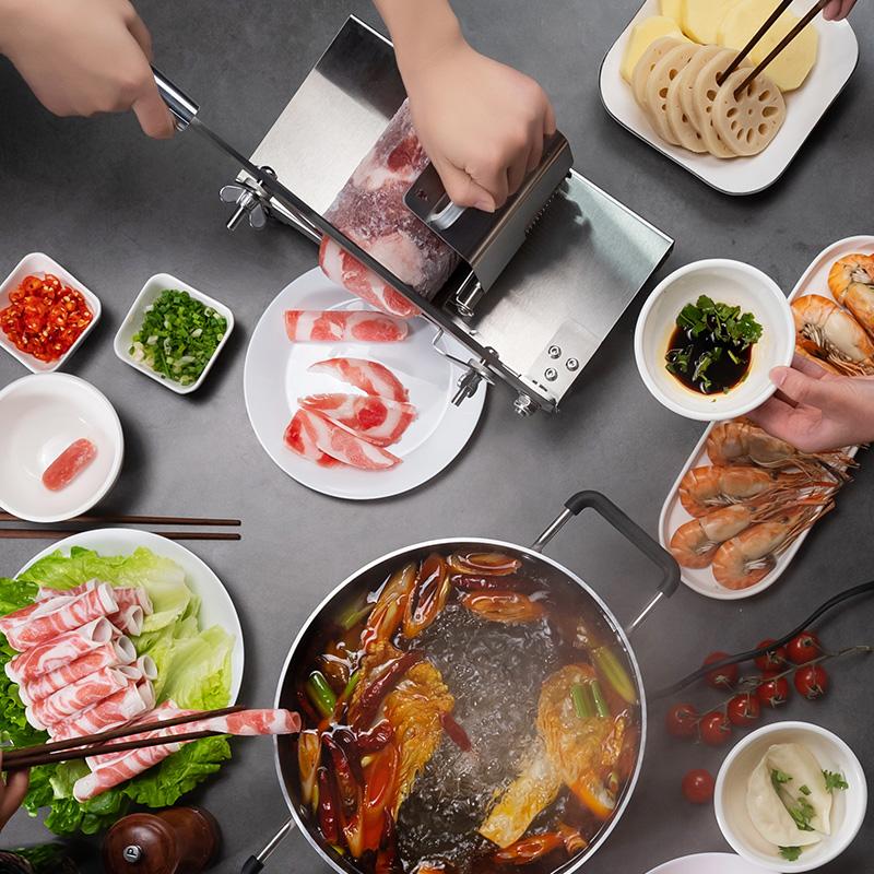 GIANXI Mutton Roll Slicer Stainless Steel Manual Cutting Rice Cake Frozen Beef Slicer Commercial Meat Planing Artifact