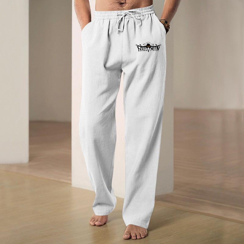 Four Seasons New Halloween Men's Hip Hop Breathable Linen Loose Casual Sports Pants