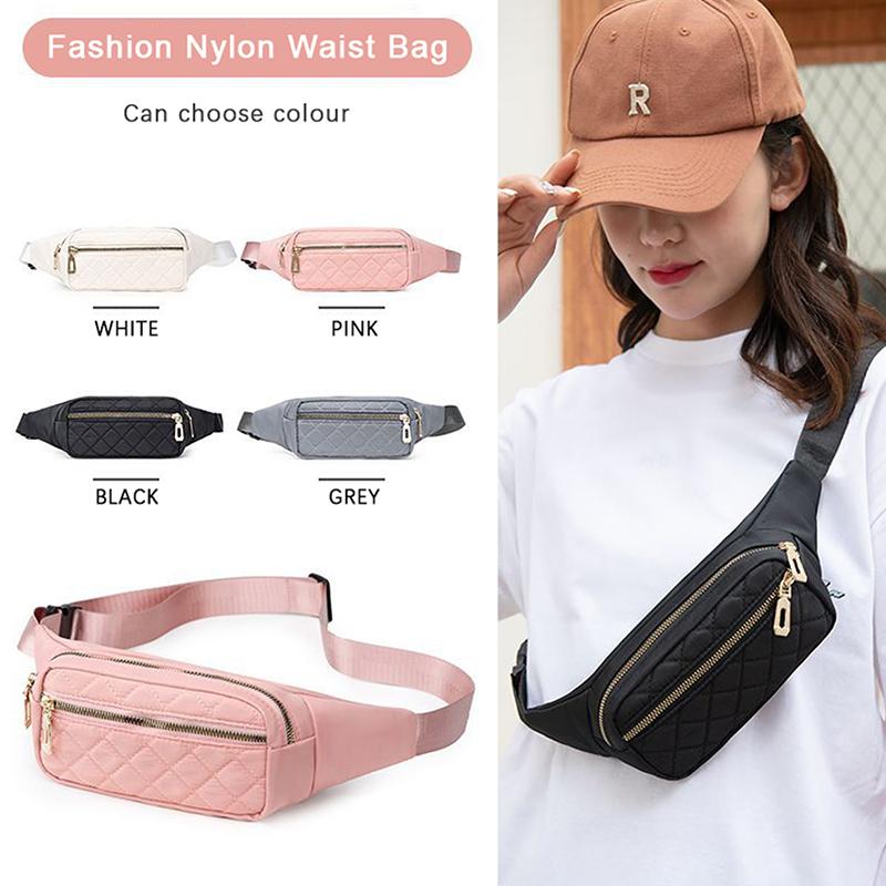 Women Plaid Waist Bag Female Canvas Waterproof Belt Bags Designer Crossbody Chest Bag Ladies  Fanny Pack