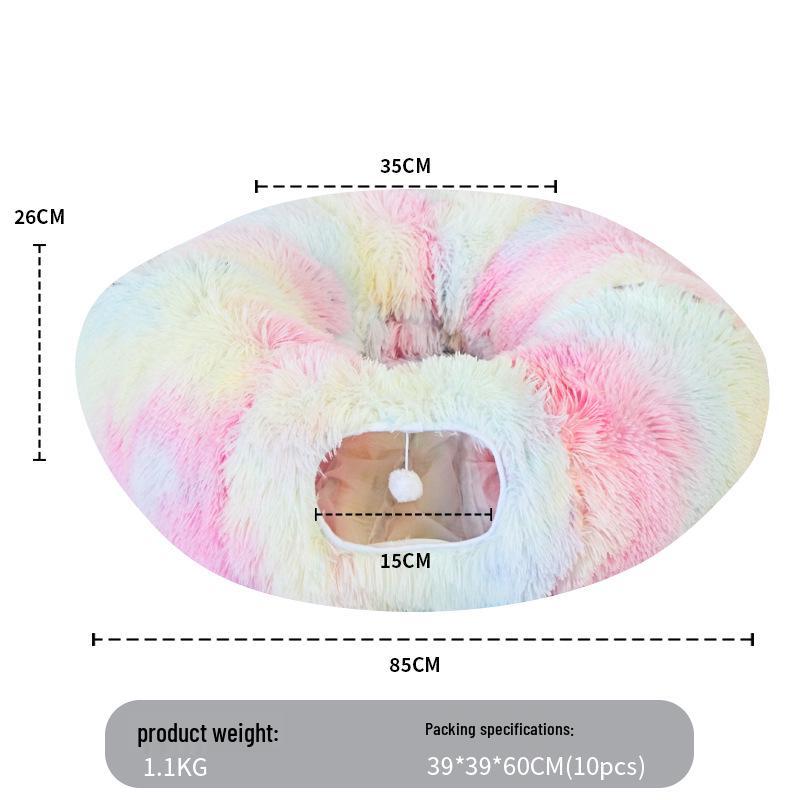 Plush Foldable Cat Tunnel & Cozy Pet Bed Combo
