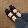 Krazing Pot Sheepskin Autumn Winter Shoes Buckle Straps Low Heels Mary Janes Size 40 Round Toe Brown Color Pumps