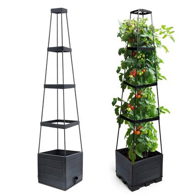 Hochbeet Pflanzkasten mit Rankgitter Tomatenkäfig Pflanzgefäß Selbstbewässernder Pflanzkasten für Terrasse Gewächshaus