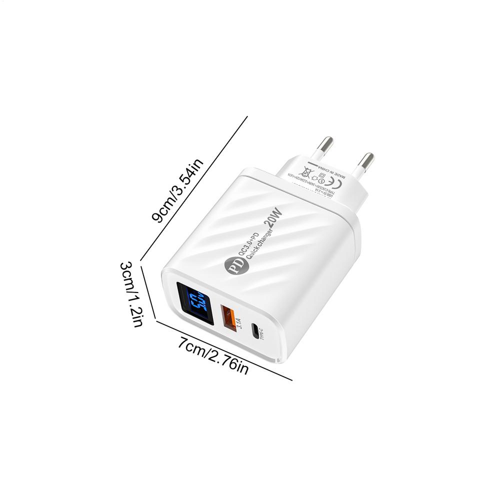 

Portable DualPort USB Wall Charger DualPorts Wall USB PD Charger Block Adapter Travel Phone Plug Adapter Wall Charging Brick EU чорний