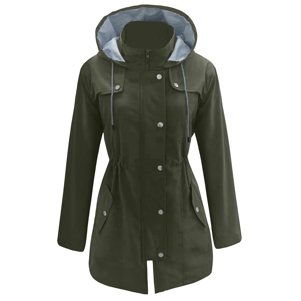 Women's Solid Color Long Sleeved Hooded Outdoor Suit Windproof And Waterproof Thin Jacket