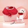 Dog Plaid Chest Strap Lapel Lace Vest Pet Traction Rope Dog Cat Chest Strap Small Dog Vest-style Pomeranian Teddy Dog Rope