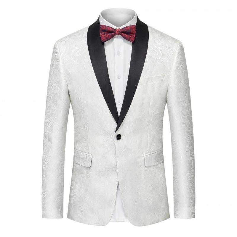 Men's Slim-Fit Jacquard Blazer: Stylish Single-Breasted Formal Wear for Stage Performances, Weddings, and Banquets
