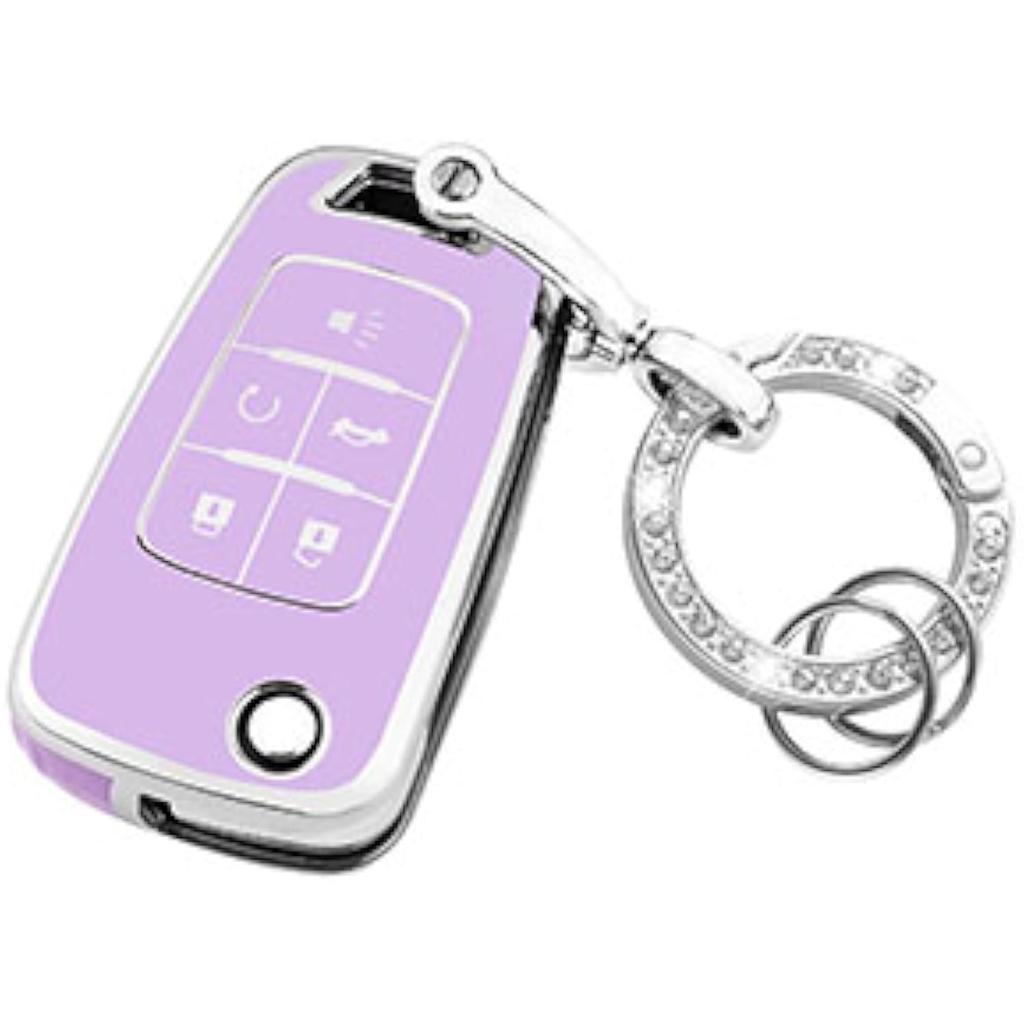 For Chevy Key Fob Cover with Keychain,Premium TPU Full Protection Key Case Shell for Equinox Camaro Cruze Malibu Impala Spark Sonic GMC