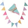 12 Multicolor Flags Imitated Burlap Bunting Banner Pastel Rainbow Decor Fabric Triangle Flag for Party Birthday Wedding Kid Room