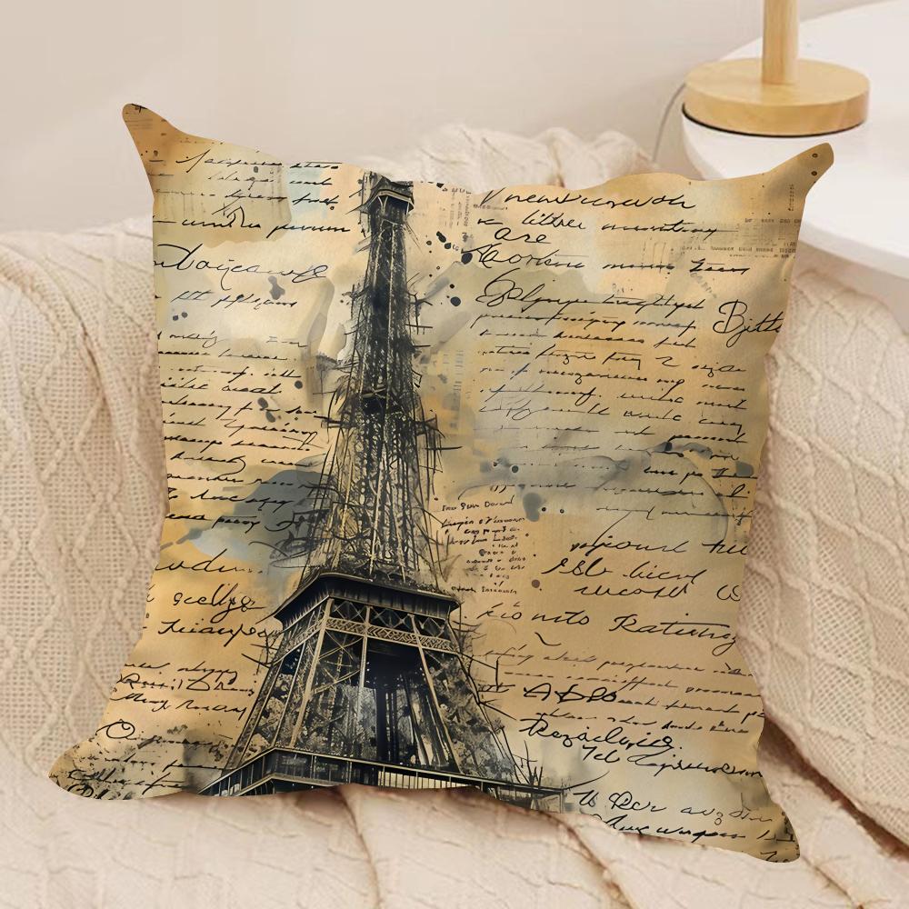 Retro Literature Art Cushion Cover Silky Short Plush Invisible Zipper Dustproof Sofa Pillow Case For Home Decor