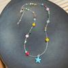 Party Necklace Colorful Star Beaded Pendant Clavicle Chain Delicate Star Collar Choker Necklace for Women Girl Birthday