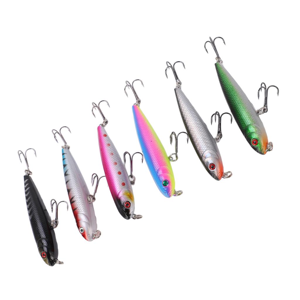 6pcs 9.5g 8cm Artificial Fishing Bait Set Wobbler Floating Bass Trolling Pencil Lure